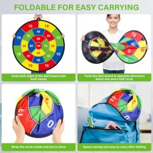 Double-Sided Dart Board for Kids-Fun Indoor-Outdoor Game with Sticky Balls & Darts – Perfect Gift for Ages 3-12